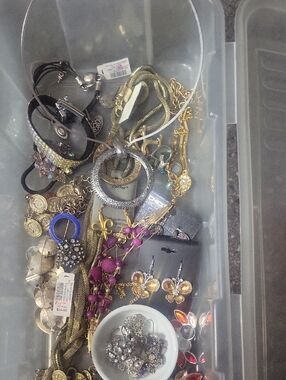 Mixed Costume Jewelry Lot with Gold and Purple Accents